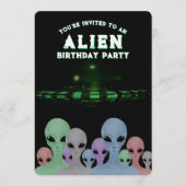 Invitation unique anniversaire 10 ans thème Aliens (Devant)