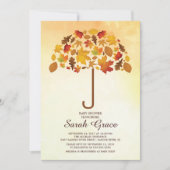 Invitation Unique automne laisse parapluie BabyInvitation dou (Devant)