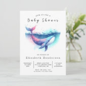 Invitation Unique Baby shower de baleines modifiable (Debout devant)