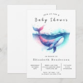 Invitation Unique Baby shower de baleines modifiable (Devant / Derrière)