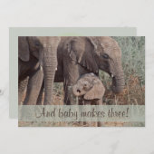 Invitation unique Baby shower famille éléphant (Devant / Derrière)