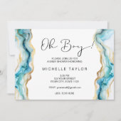 Invitation Unique baby shower moderne Blue Oh Boy (Devant)