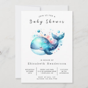 Invitation Unique Baby shower personnalisé de baleines