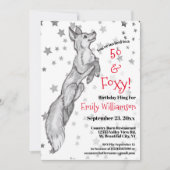 Invitation Unique Black White Red Fox Star Foxy 50e anniversa (Devant)