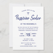 Invitation unique bleu et or pour le Seder de Pâqu (Devant)