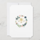 Invitation Unique Blue Blush Floral Gold Cross Holy Communion (Dos)