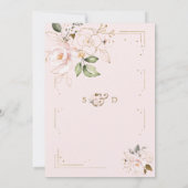 Invitation Unique Blush Pink Gold Flowers Monogram Mariage (Dos)