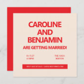 Invitation Unique Bold Red Text Modern Minimalist Wedding (Devant / Derrière)