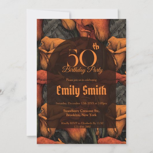 Invitation Unique Call Lilies Accent First Birthday Gift (Devant)