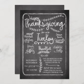 Invitation unique Chalkboard Thanksgiving Diner (Devant / Derrière)