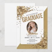 Invitation Unique Confetti Sparkling Birthday Graduate Photo (Devant / Derrière)