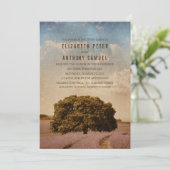 Invitation Unique Creative Rustic Tree Lavender Mariage (Debout devant)