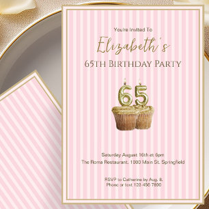 Invitation unique d'anniversaire 65 ans en or rose