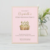 Invitation unique d'anniversaire en or rose pour s (Debout devant)