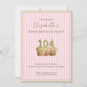 Invitation unique de 104e anniversaire en or rose (Devant)