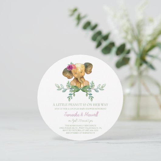 Invitation unique de baby shower d'éléphant de (Debout devant)