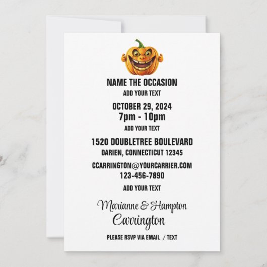 Invitation unique de collecte d'Halloween (Dos)