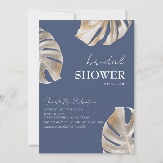 Invitation unique de douche de mariée tropicale en (Devant)