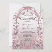 Invitation unique de fiançailles à fleurs roses (Devant)
