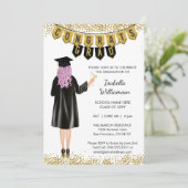 Invitation Unique de Graduation Cheveux pourpres (Debout devant)