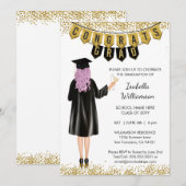 Invitation Unique de Graduation Cheveux pourpres (Devant / Derrière)