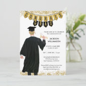 Invitation Unique de Graduation Homme Blonde Cheve (Debout devant)