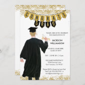 Invitation Unique de Graduation Homme Blonde Cheve (Devant / Derrière)
