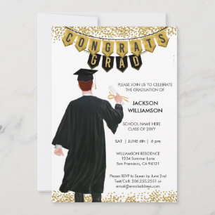 Invitation unique de remise de diplôme homme cheve