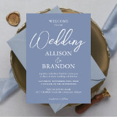 Invitation Unique Dusty Blue & White Calligraphy Mariage