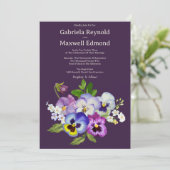 Invitation Unique Elegant Aquarelle Pansy Mariage (Debout devant)