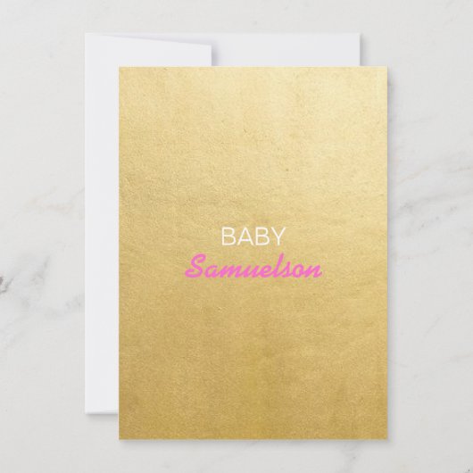 Invitation UNIQUE ELLE est PRÊTE À POP Baby shower d'or rose (Dos)