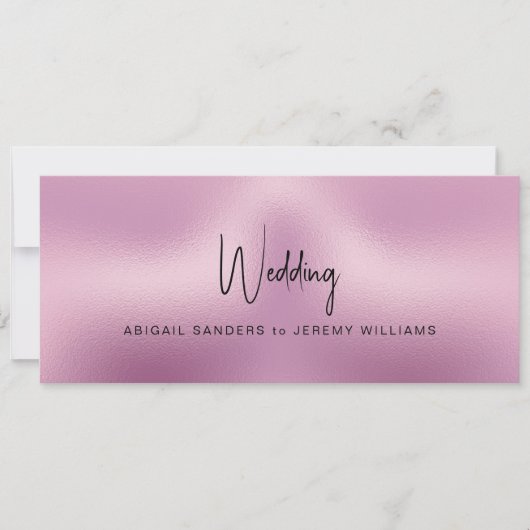 Invitation Unique en métal rose et noir Mariage (Devant)