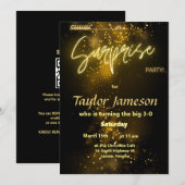 Invitation unique en noir et poussière d'or avec Q (Devant / Derrière)