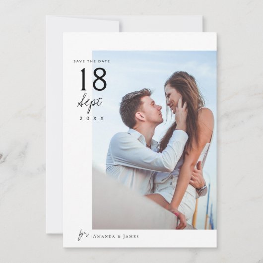 Invitation Unique Enregistrer les Dates avec photo (Devant)