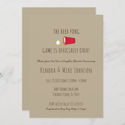 Invitation Unique et amusant, Baby shower en couple (Devant / Derrière)