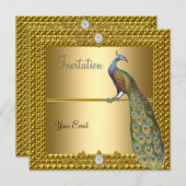 Invitation Unique et Élégante Gold et Peacock (Devant / Derrière)