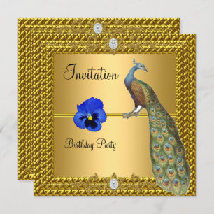 Invitation Unique et Élégante Gold et Peacock