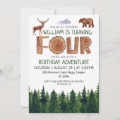 Invitation Unique Explorer Boys 4e anniversaire (Devant)