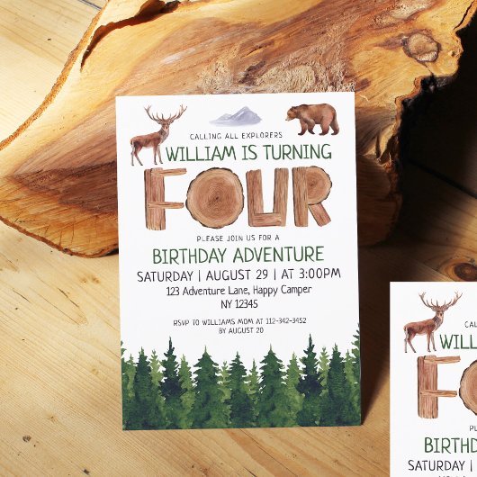 Invitation Unique Explorer Boys 4e anniversaire