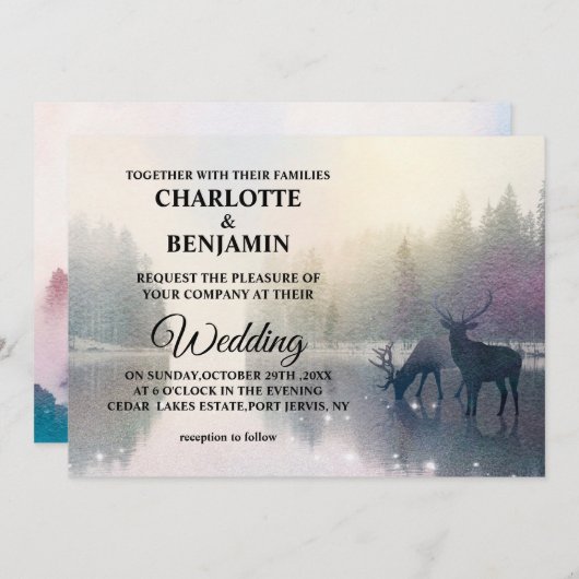 Invitation Unique Fairytale Enchanted Forest Mariage (Devant / Derrière)