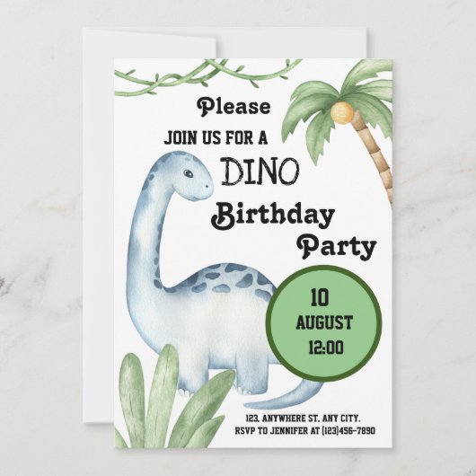 Invitation unique fête d'anniversaire (Devant)
