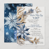 Invitation Unique Flocon de Neige Dessin Festif d'Hiver (Devant / Derrière)