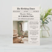 Invitation Unique Fun Newspaper Photo 2nd Birthday (Debout devant)