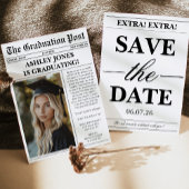 Invitation Unique Fun Newspaper Photo Graduation 