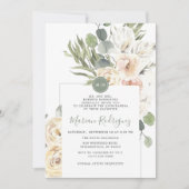 Invitation Unique Gree Floral Eucalyptus Monogram Quinceañera (Devant)