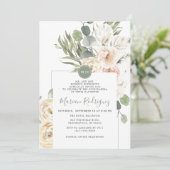 Invitation Unique Gree Floral Eucalyptus Monogram Quinceañera (Debout devant)