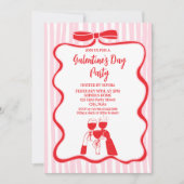 Invitation Unique Hand Drawn Pink Red Galentine's Day Party (Devant)