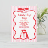 Invitation Unique Hand Drawn Pink Red Galentine's Day Party (Debout devant)