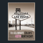 Invitation unique Las Vegas Anniversaire<br><div class="desc">Inspiré par la demande d'un client. Moderne avec un look vintage, pour lui et pour elle. Tous les textes par défaut peuvent être entièrement customisés avec vos propres mots pour répondre à vos besoins, et vous pouvez également modifier les polices, les tailles, le placement de texte et les couleurs du...</div>