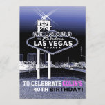 Invitation unique Las Vegas Anniversaire<br><div class="desc">Inspiré par la demande d'un client. Surtout pour une fête nocturne, pour lui et pour elle. Tous les textes par défaut peuvent être entièrement customisés avec vos propres mots pour répondre à vos besoins, et vous pouvez également modifier les polices, les tailles, le placement de texte et les couleurs du...</div>